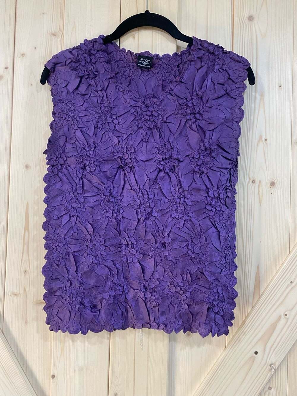 NWOT ORIGAMI Magic Scarf Purple Crinkle Textured Sleeveless Tank Top One Size